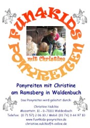 Fun4Kids Ponyreiten mit Christine in Waldenbuch Fun4Kids Ponyreiten mit Christine in Waldenbuch